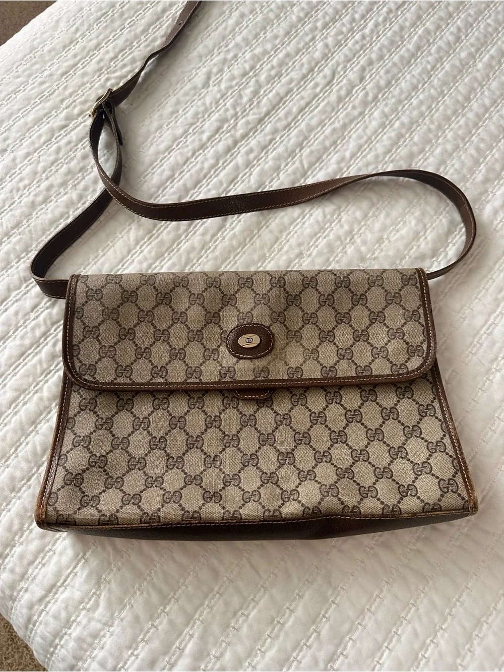 Gucci Vintage Brown Monogram Canvas Bag